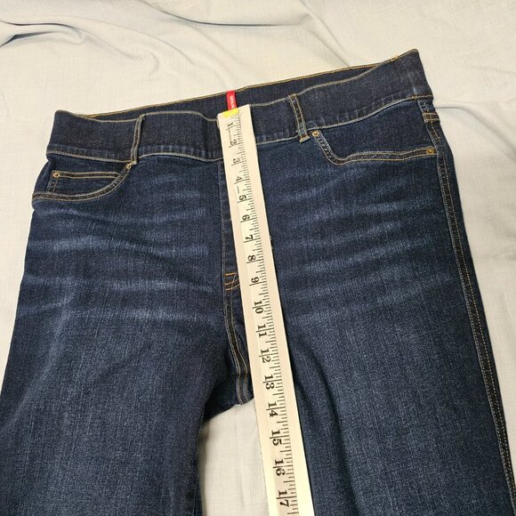 Spanx Wide Leg Pull On Women Jeans Size 1X Tall Blue Distressed Cotton - Picture 14 of 15